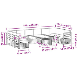 Σειρά Καναπέ Εξωτερικού 11 pcs Λευκό και Μπεζ 59 x 59 x 37 εκ - Pakobazaar