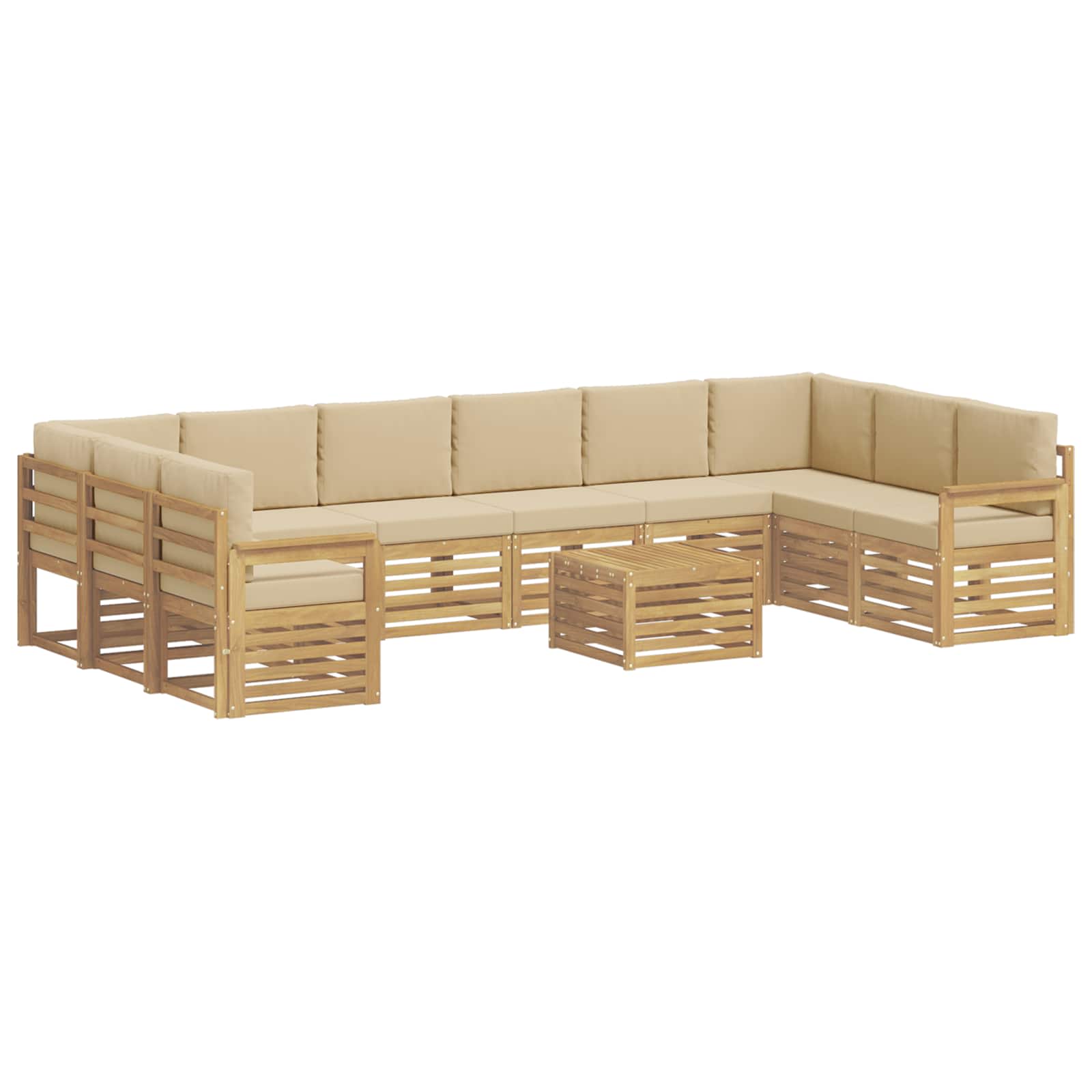 Σειρά Καναπέ Εξωτερικού 8 pcs Λευκό και Μπεζ 59 x 59 x 37 εκ - Pakobazaar