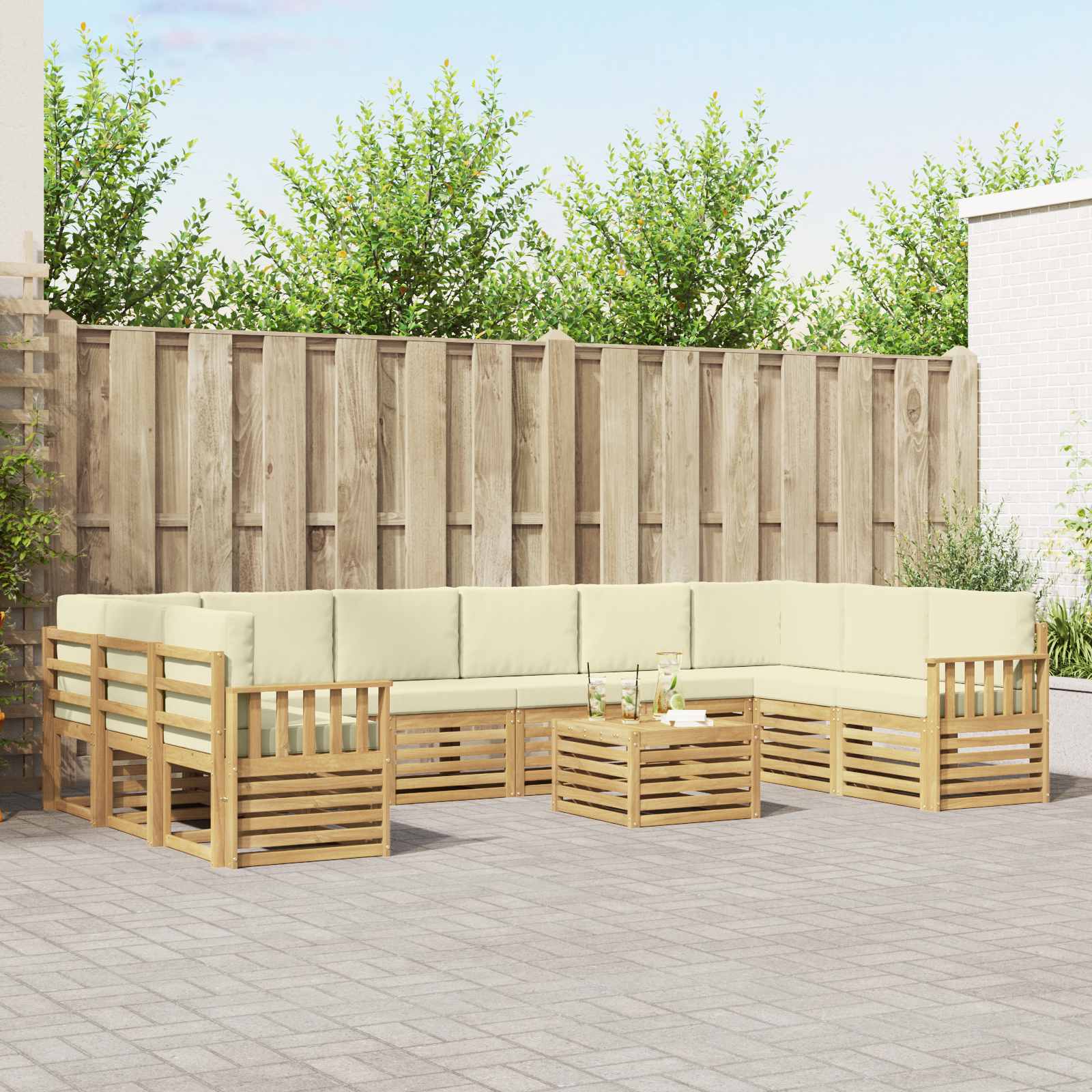 Σειρά Καναπέ Εξωτερικού 8 pcs Λευκό και Κρεμ 59 x 59 x 37 εκ - Pakobazaar
