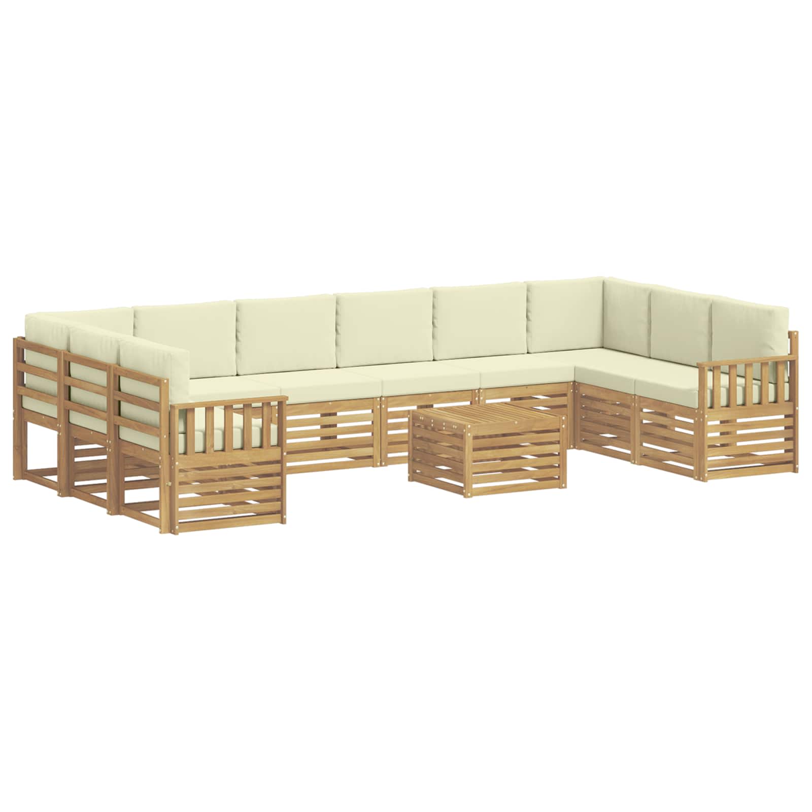 Σειρά Καναπέ Εξωτερικού 8 pcs Λευκό και Κρεμ 59 x 59 x 37 εκ - Pakobazaar
