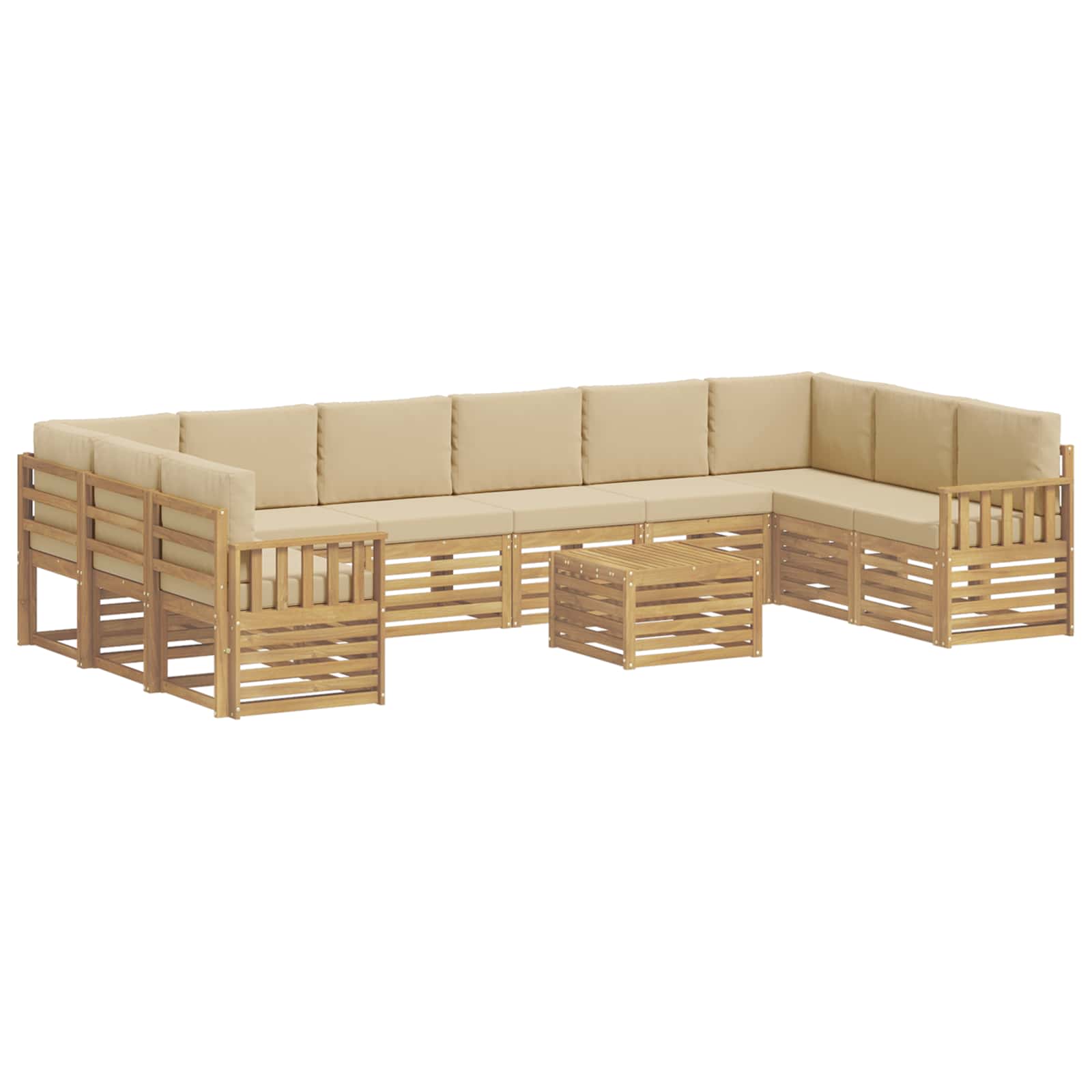 Σειρά Καναπέ Εξωτερικού 8 pcs Λευκό και Μπεζ 59 x 59 x 37 εκ - Pakobazaar