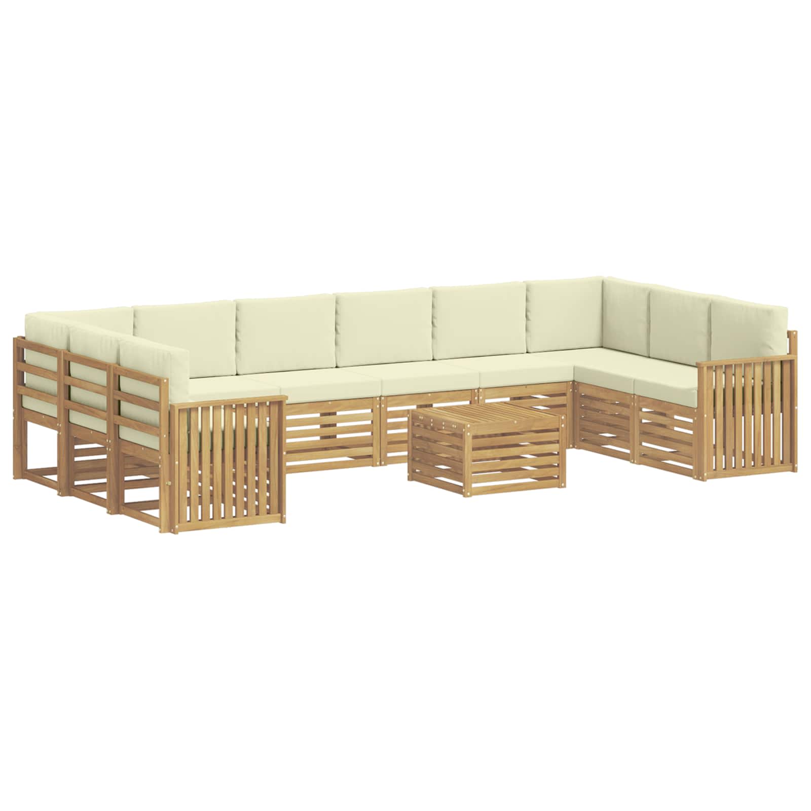 Σειρά Καναπέ Εξωτερικού 11 pcs Λευκό και Κρεμ 59 x 59 x 37 εκ - Pakobazaar