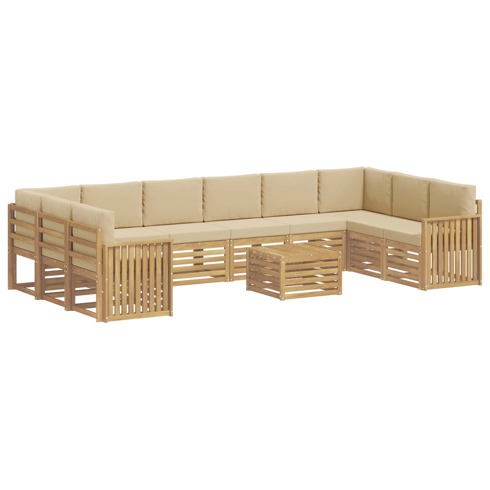 Σειρά Καναπέ Εξωτερικού 11 pcs Λευκό και Μπεζ 59 x 59 x 37 εκ - Pakobazaar