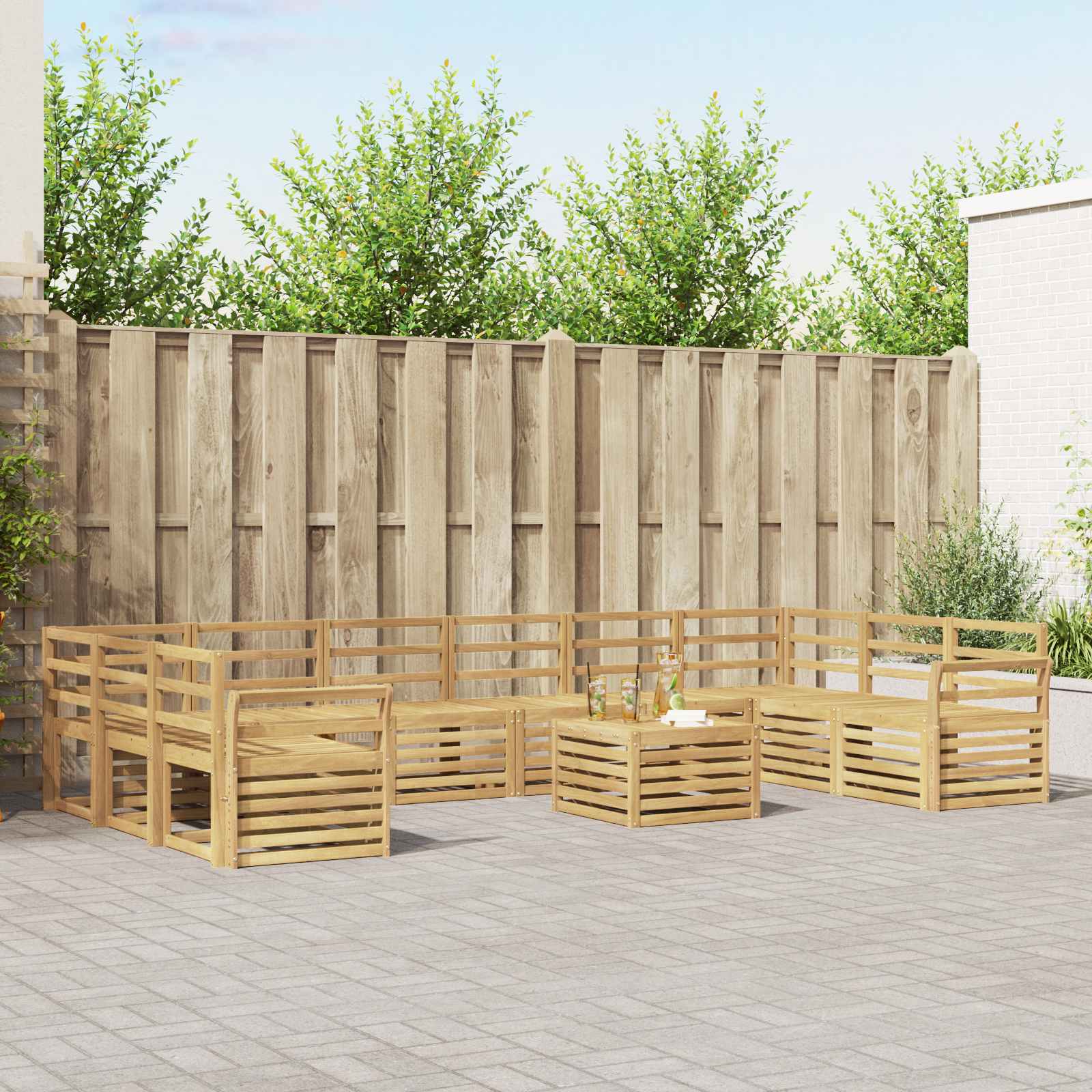 Σειρά Καναπέ Εξωτερικού 11 pcs Λευκό 59 x 59 x 37 εκ - Pakobazaar
