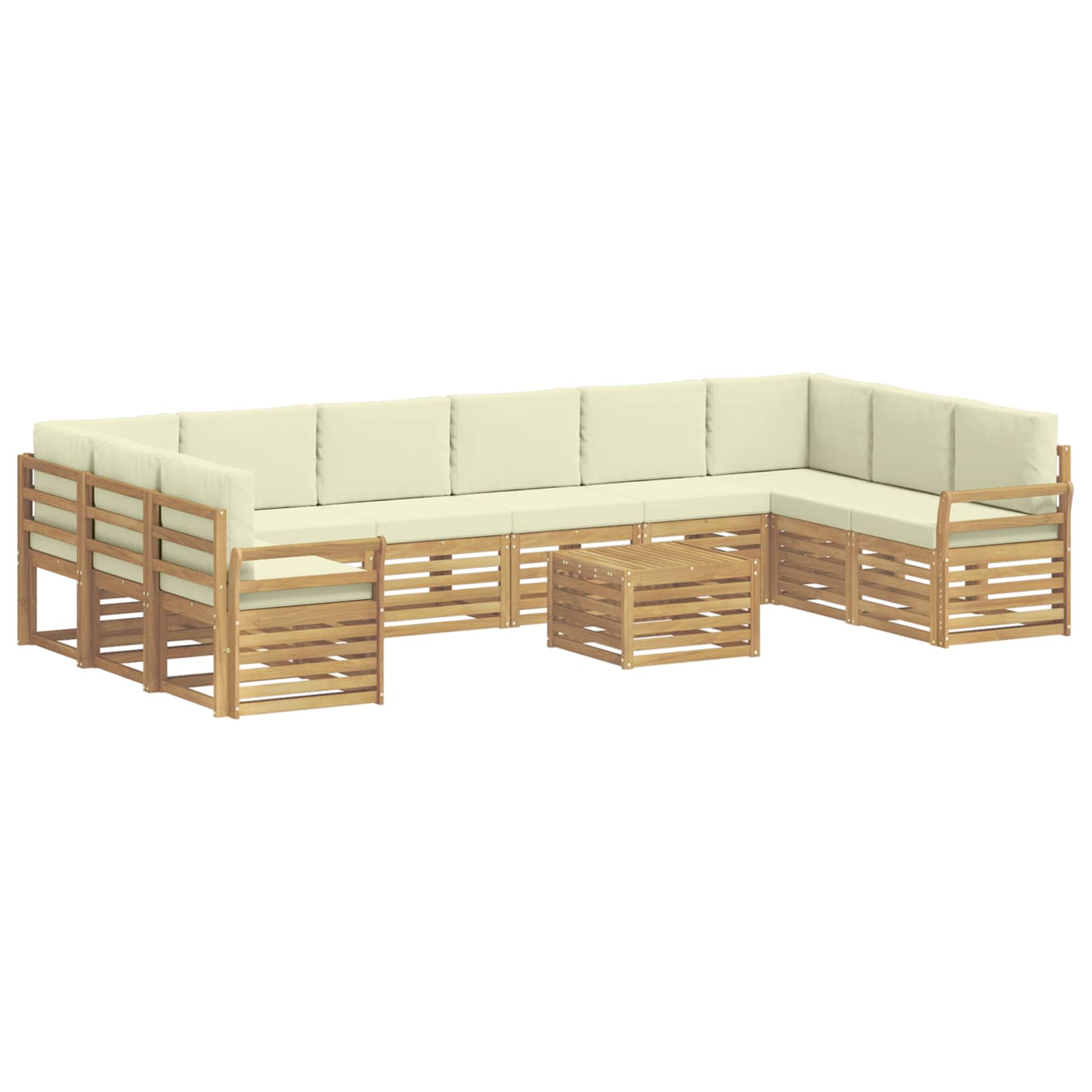 Σειρά Καναπέ Εξωτερικού 11 pcs Λευκό και Κρεμ 59 x 59 x 37 εκ - Pakobazaar
