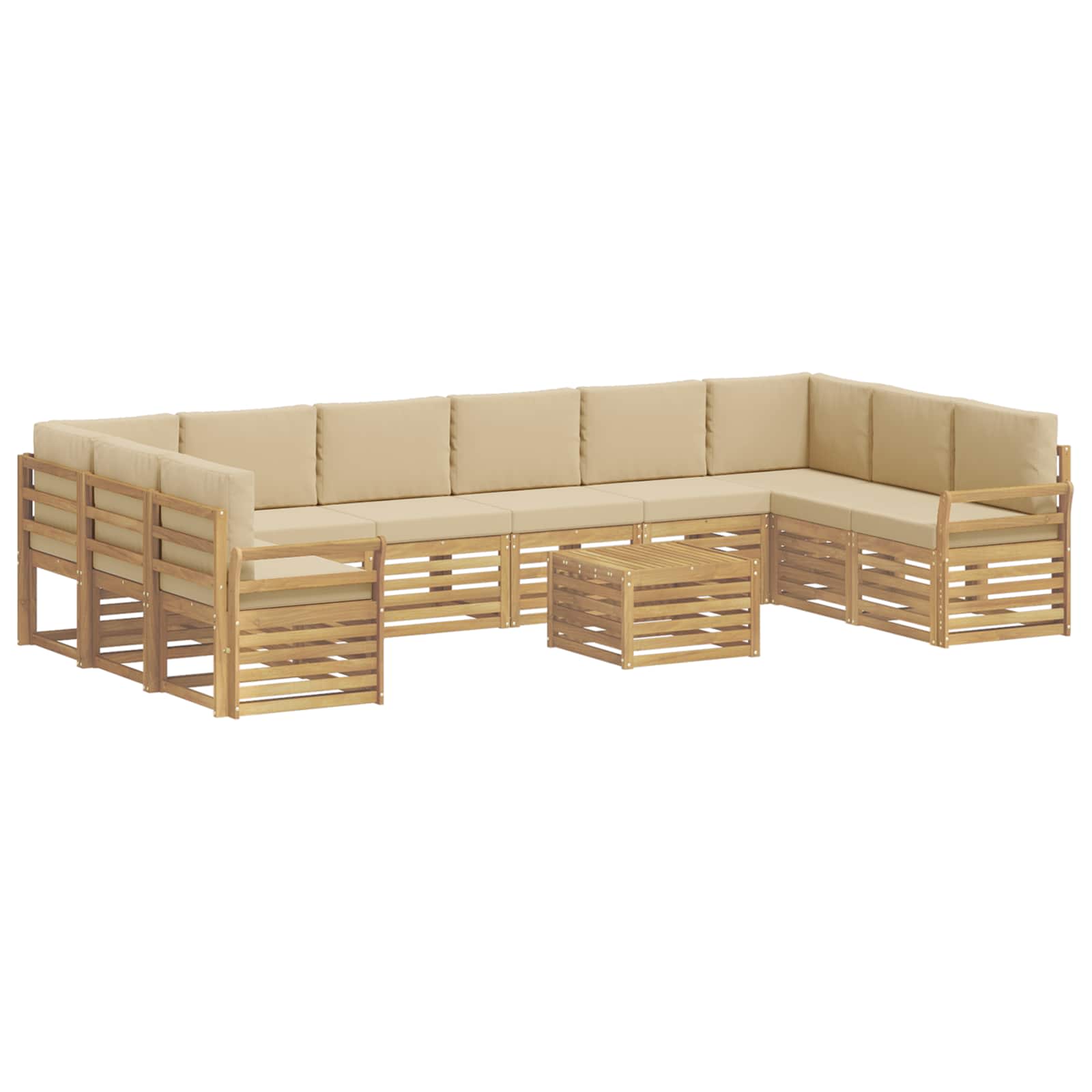Σειρά Καναπέ Εξωτερικού 11 pcs Λευκό και Μπεζ 59 x 59 x 37 εκ - Pakobazaar