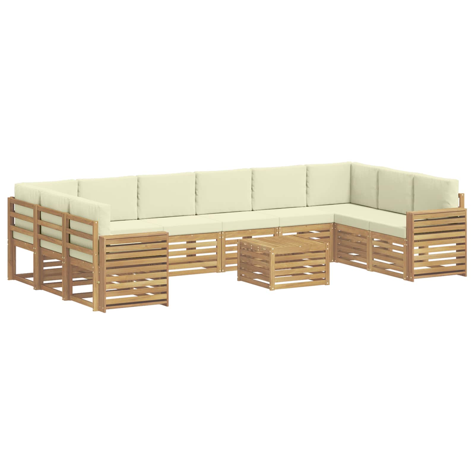 Σειρά Καναπέ Εξωτερικού 11 pcs Λευκό και Κρεμ 59 x 59 x 37 εκ - Pakobazaar