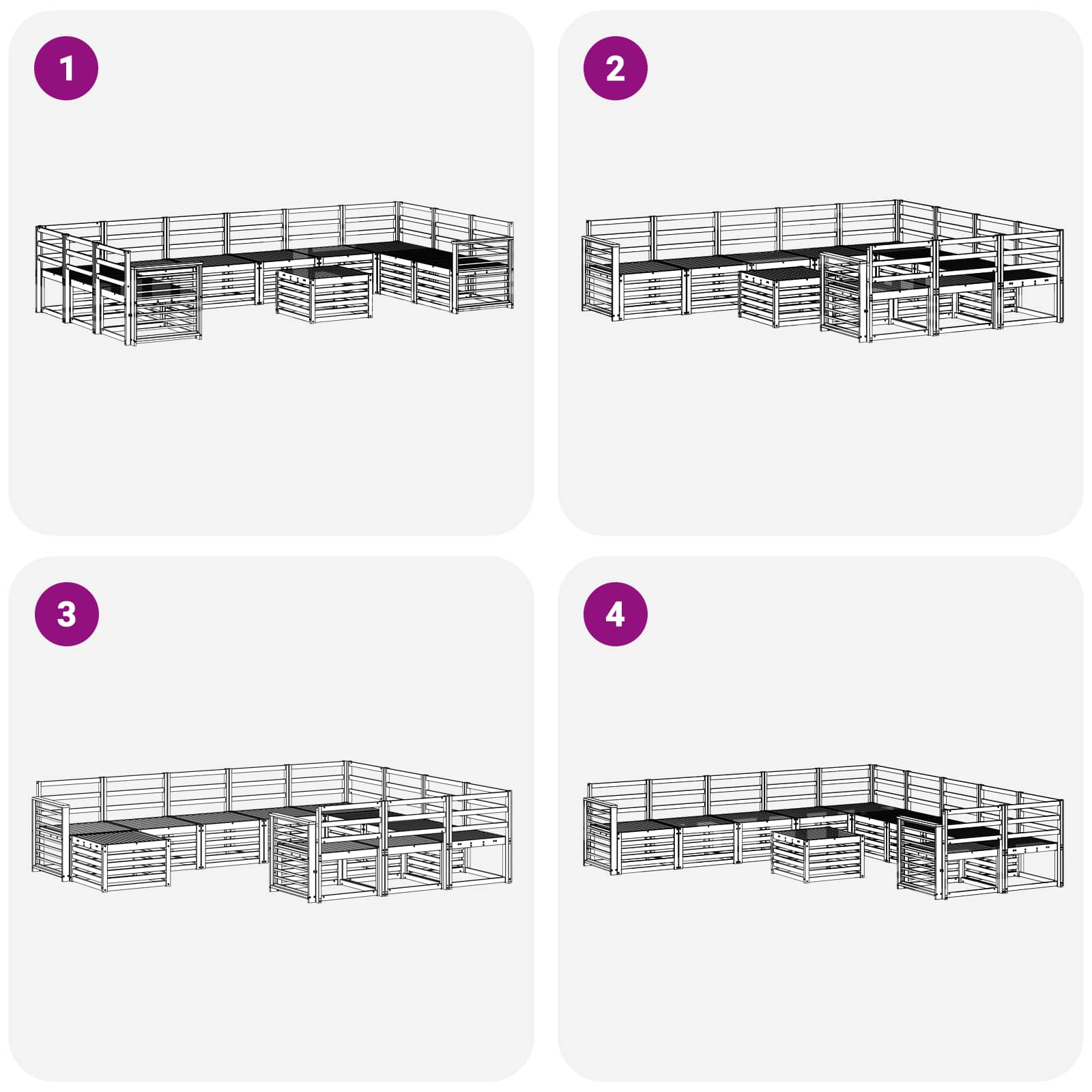 Σειρά Καναπέ Εξωτερικού 11 pcs Λευκό 59 x 59 x 37 εκ - Pakobazaar