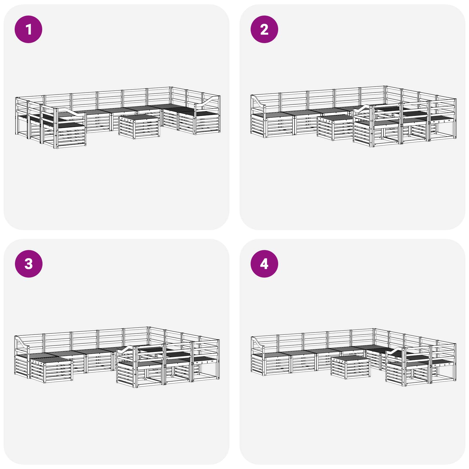Σειρά Καναπέ Εξωτερικού 11 pcs Λευκό 59 x 59 x 37 εκ - Pakobazaar