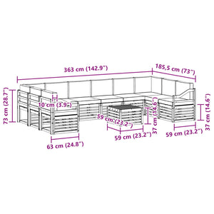 Σειρά Καναπέ Εξωτερικού 11 pcs Λευκό και Μπεζ 59 x 59 x 37 εκ - Pakobazaar