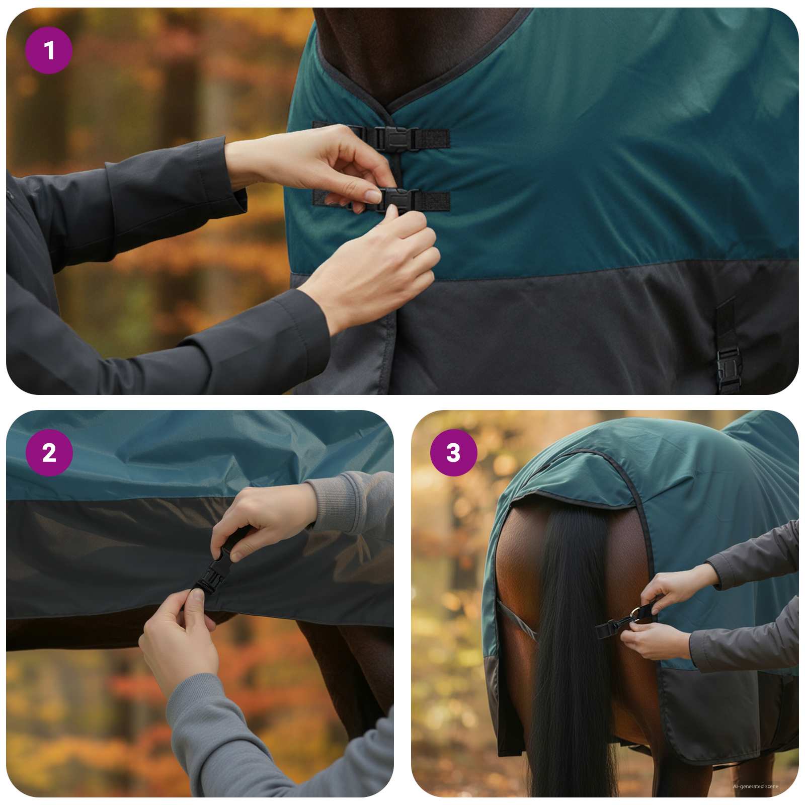 Σαμάρι Ίππου Σκούρο πράσινο και μαύρο 95 cm Πολυεστέρας