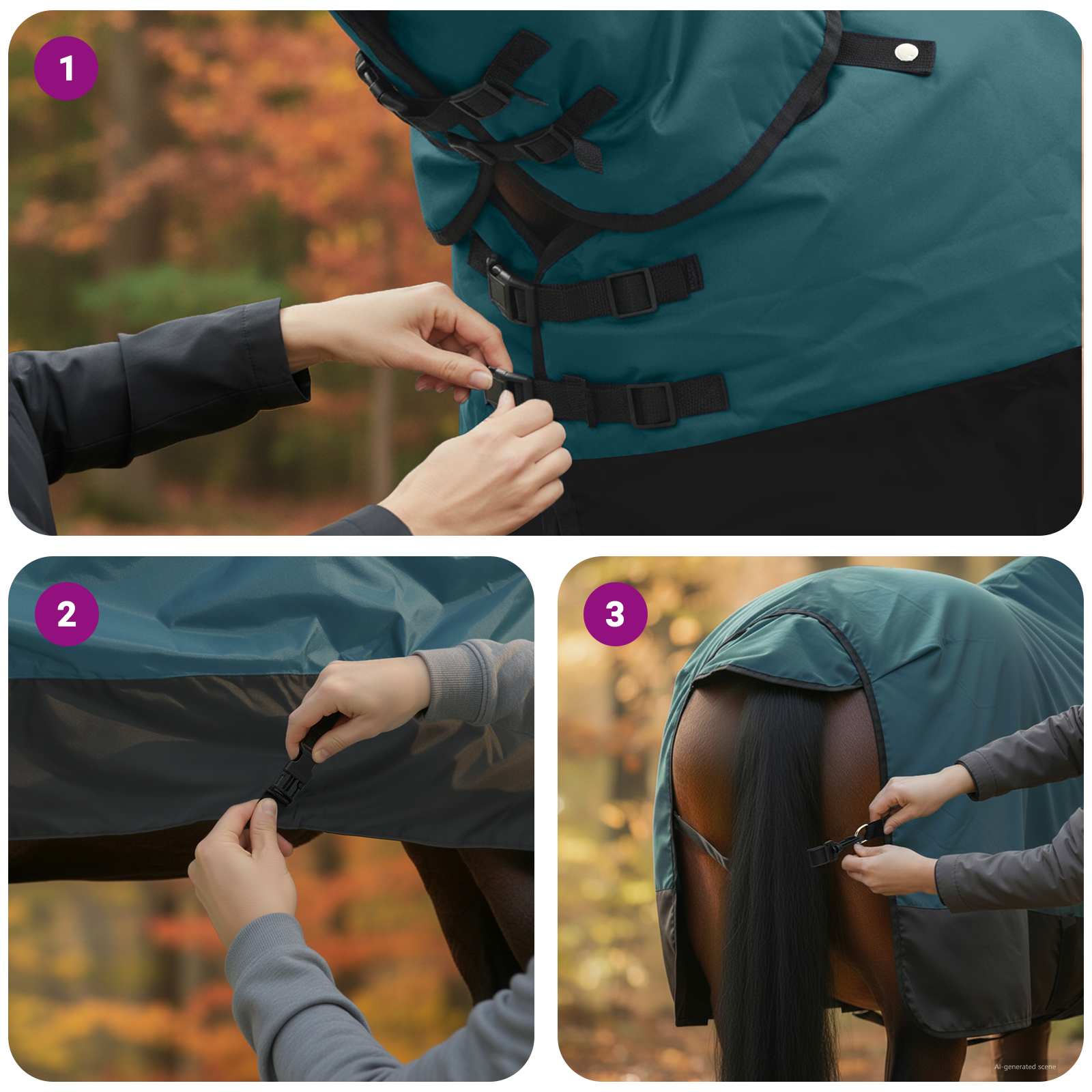 Σαμάρι Ίππου Σκούρο πράσινο και μαύρο 95 cm Πολυεστέρας