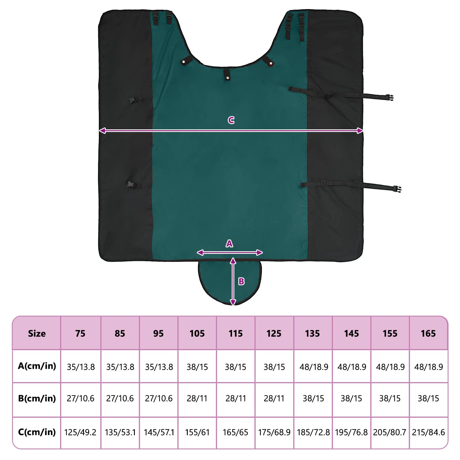 Σαμάρι Ίππου Σκούρο πράσινο και μαύρο 125 cm Πολυεστέρας