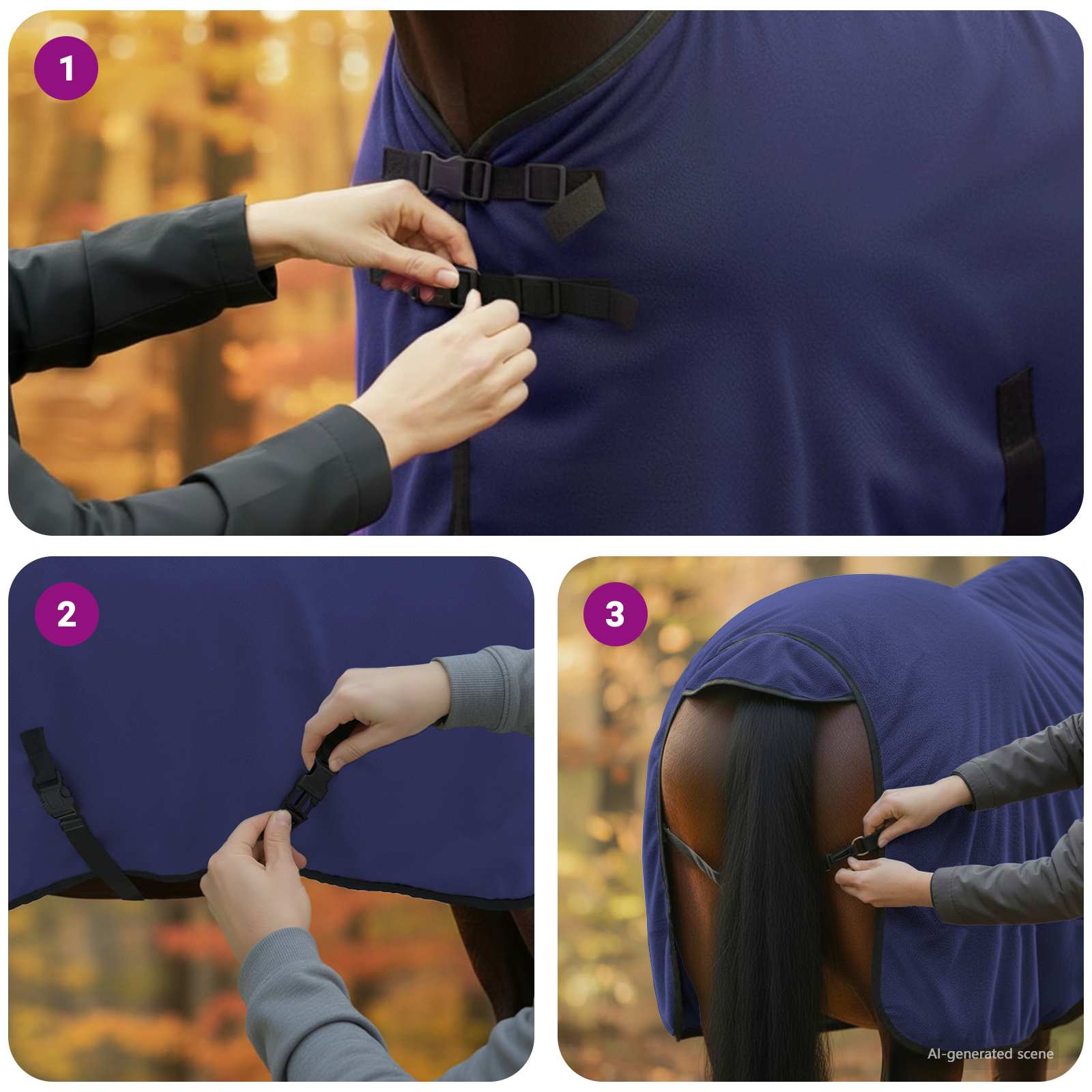 Σαμάρι Ίππου Σκούρο μπλε 115 cm Πολυεστέρας