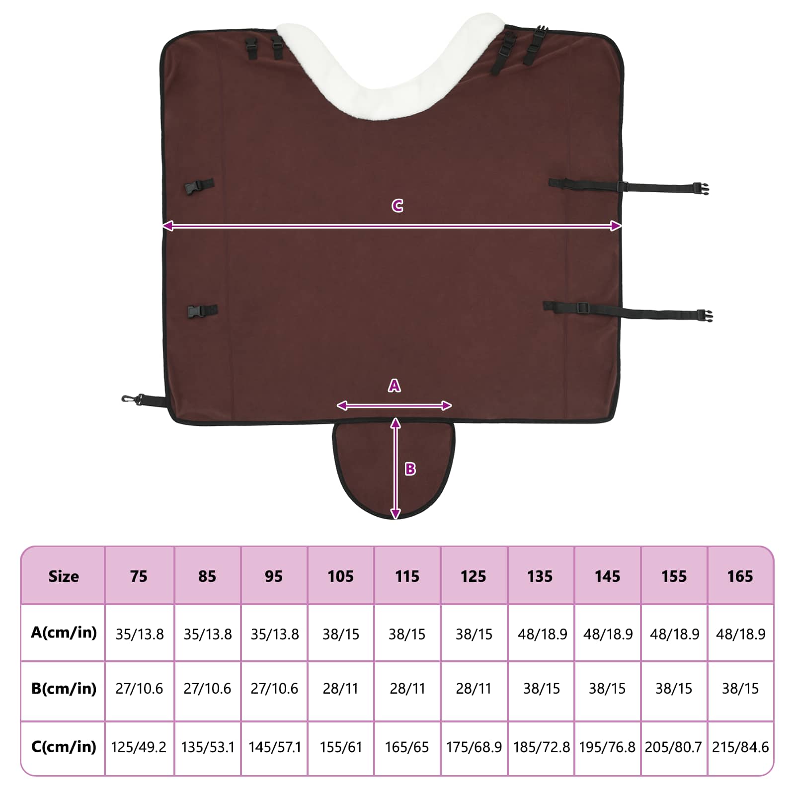 Σαμάρι Ίππου Πλήρης Σκούρος Καφέ 125 cm Πολικές φλις