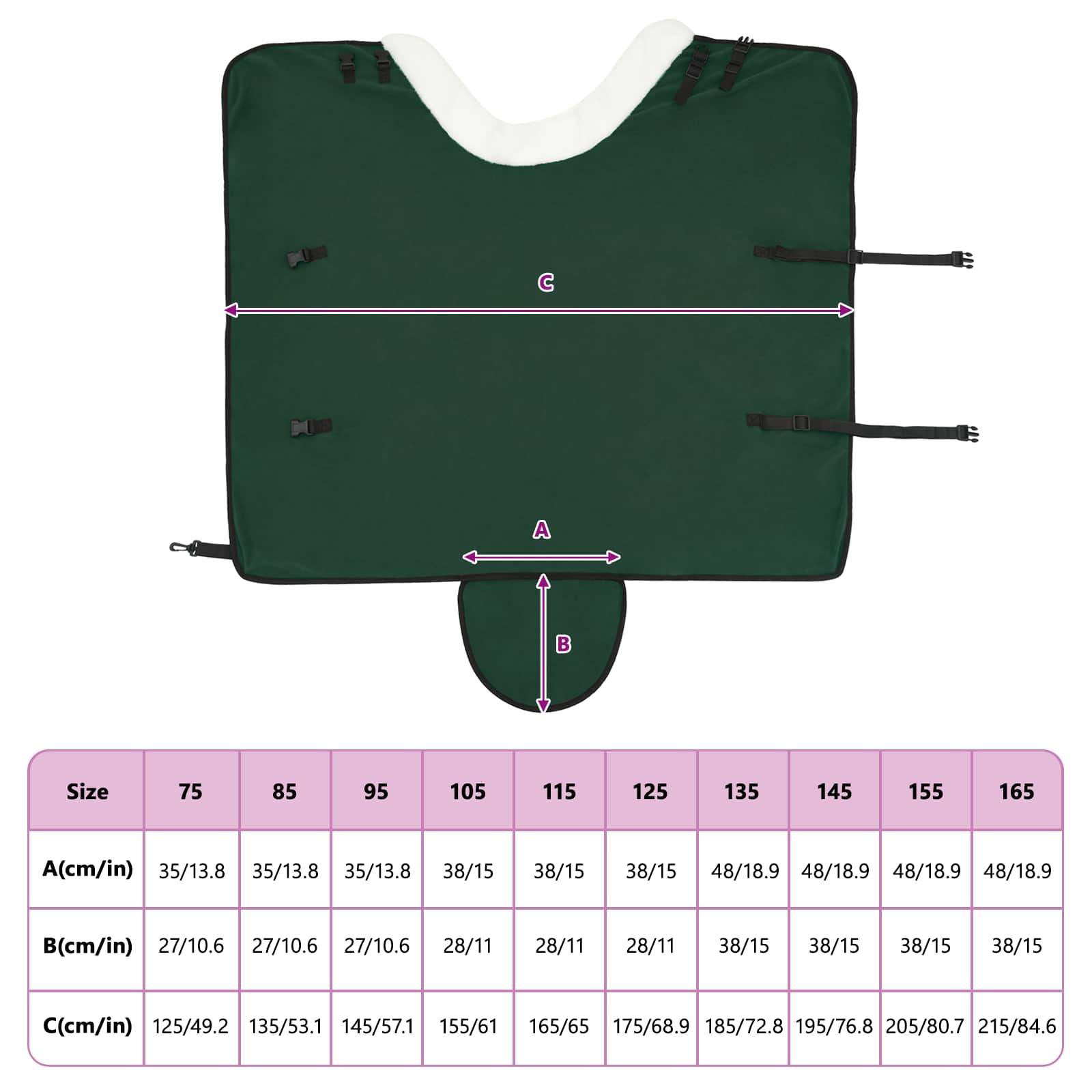 Σαμάρι Ίππου Σκούρο πράσινο 85 cm Πολικές φλις