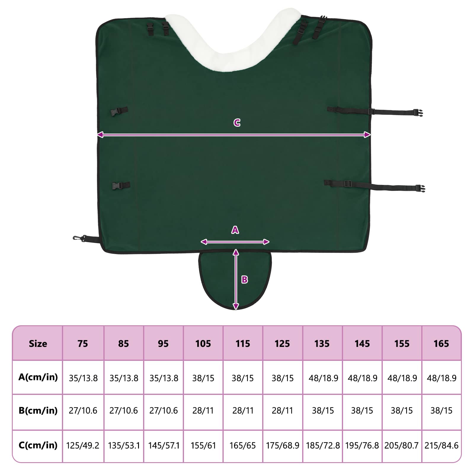 Σαμάρι Ίππου Σκούρο πράσινο 165 cm Πολικές φλις