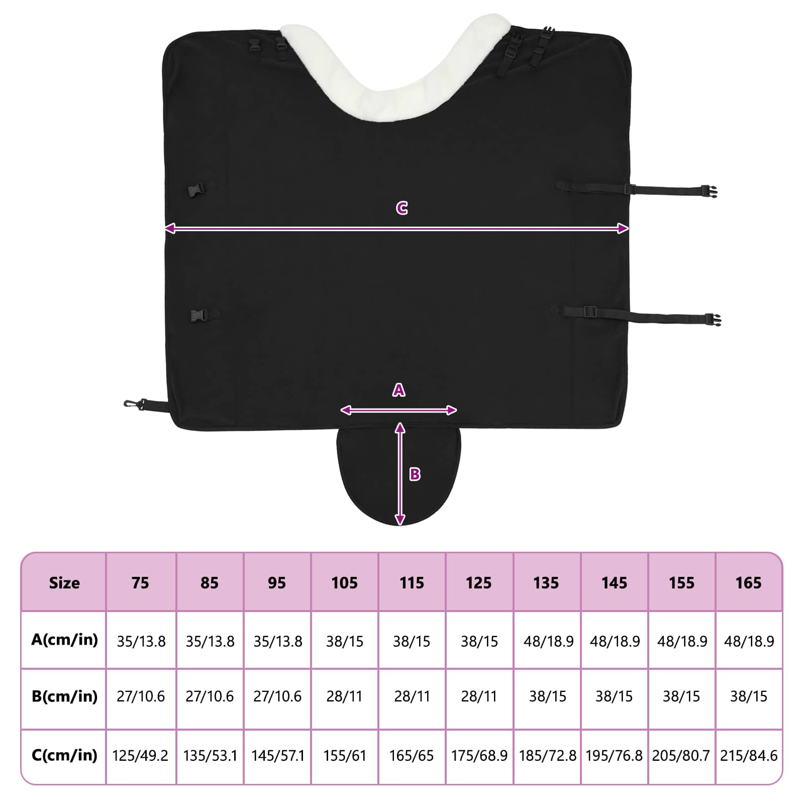 Σαμάρι Ίππου Μαύρο 125 cm Πολικές φλις