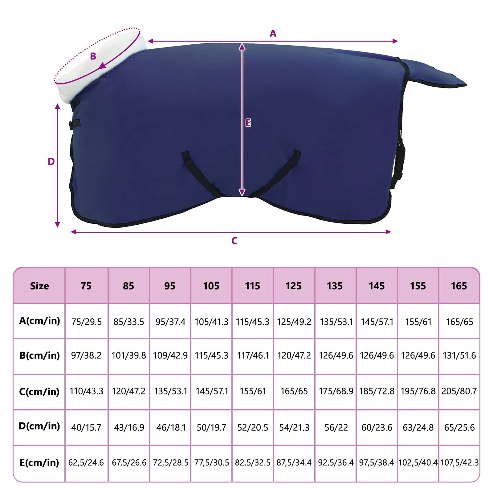 Σαμάρι Ίππου Σκούρο μπλε 115 cm Πολικές φλις