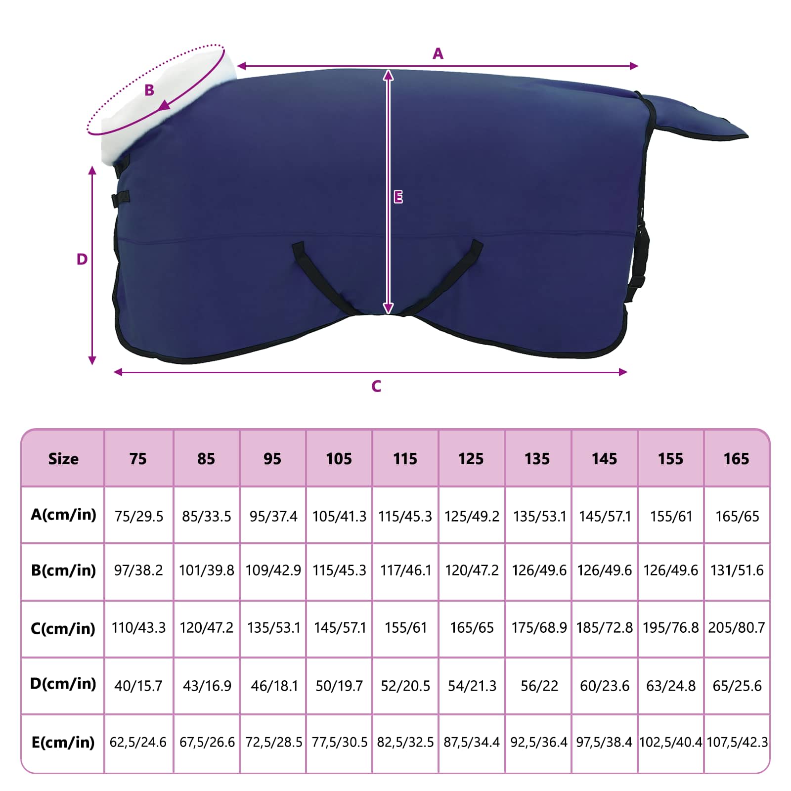 Σαμάρι Ίππου Σκούρο μπλε 145 cm Πολικές φλις