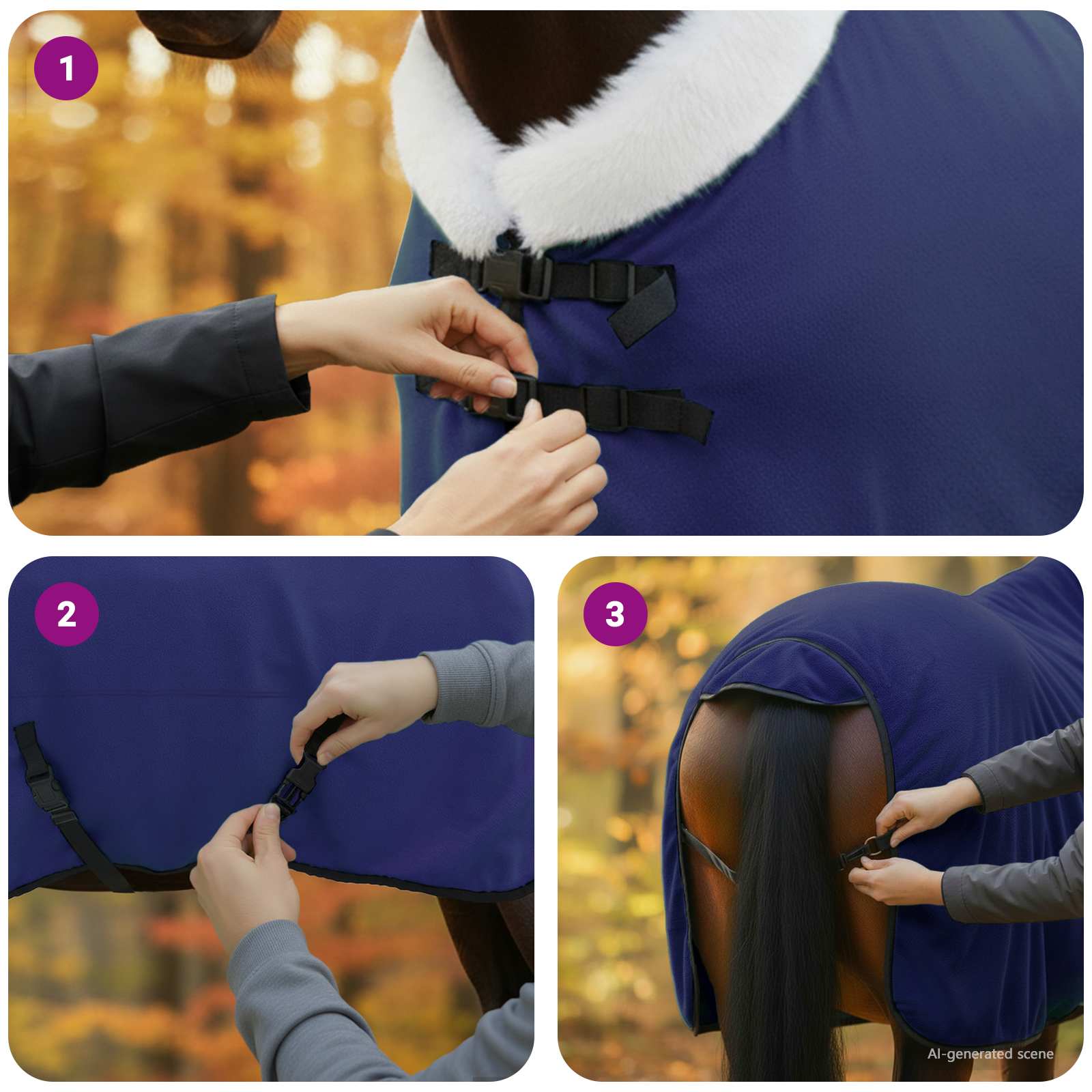 Σαμάρι Ίππου Σκούρο μπλε 155 cm Πολικές φλις