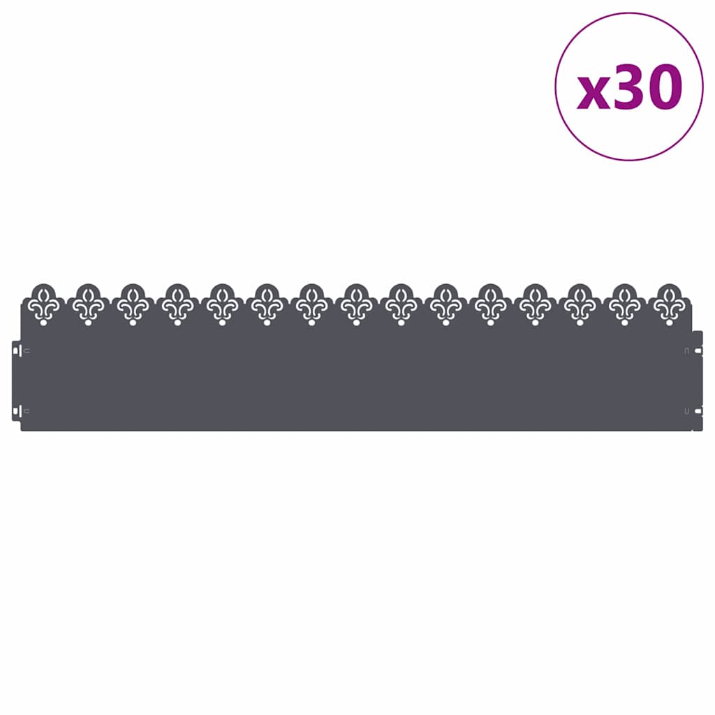 Περιγράμματα γκαζόν 30 pcs 103 x 0,05 x 22 εκ Ατσάλι Ανθρακί