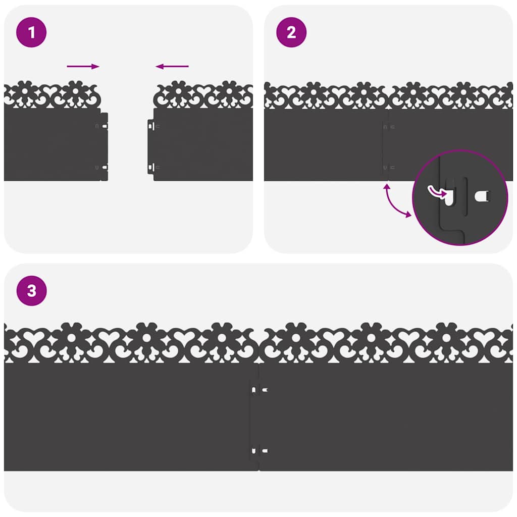 Περιγράμματα γκαζόν 20 pcs Μαύρο 103 x 0,05 x 22 εκ Ατσάλι