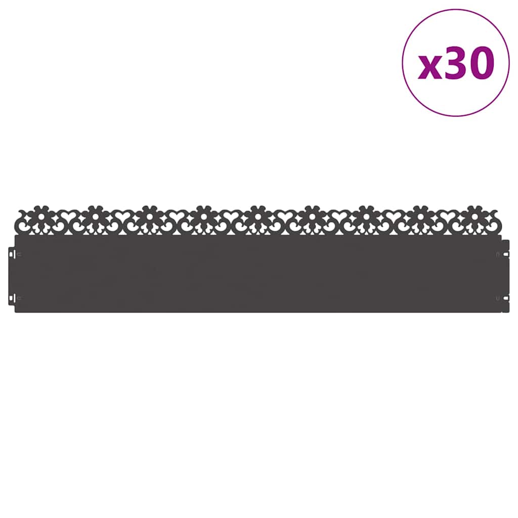Περιγράμματα γκαζόν 30 pcs 103 x 0,05 x 22 εκ Ατσάλι Μαύρο