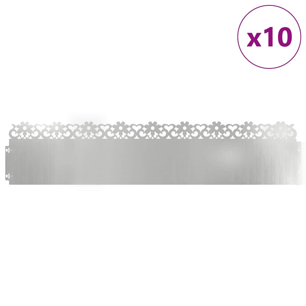 Περιγράμματα γκαζόν 10 pcs 103 x 0,05 x 22 εκ Ασημί