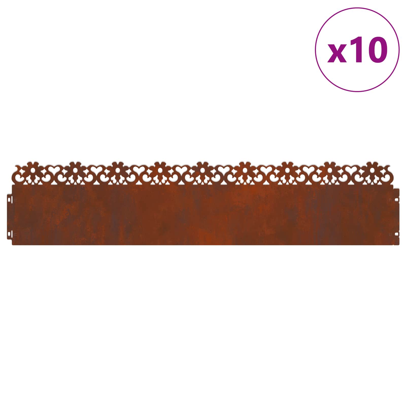 Περιγράμματα γκαζόν 10 pcs 103 x 0,05 x 22 εκ Σκ rusty