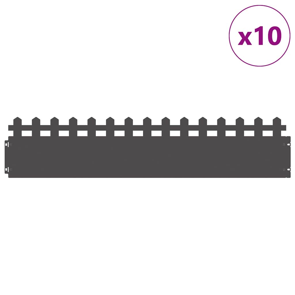 Περιγράμματα γκαζόν 10 pcs Μαύρο 103 x 0,05 x 22 εκ Ατσάλι