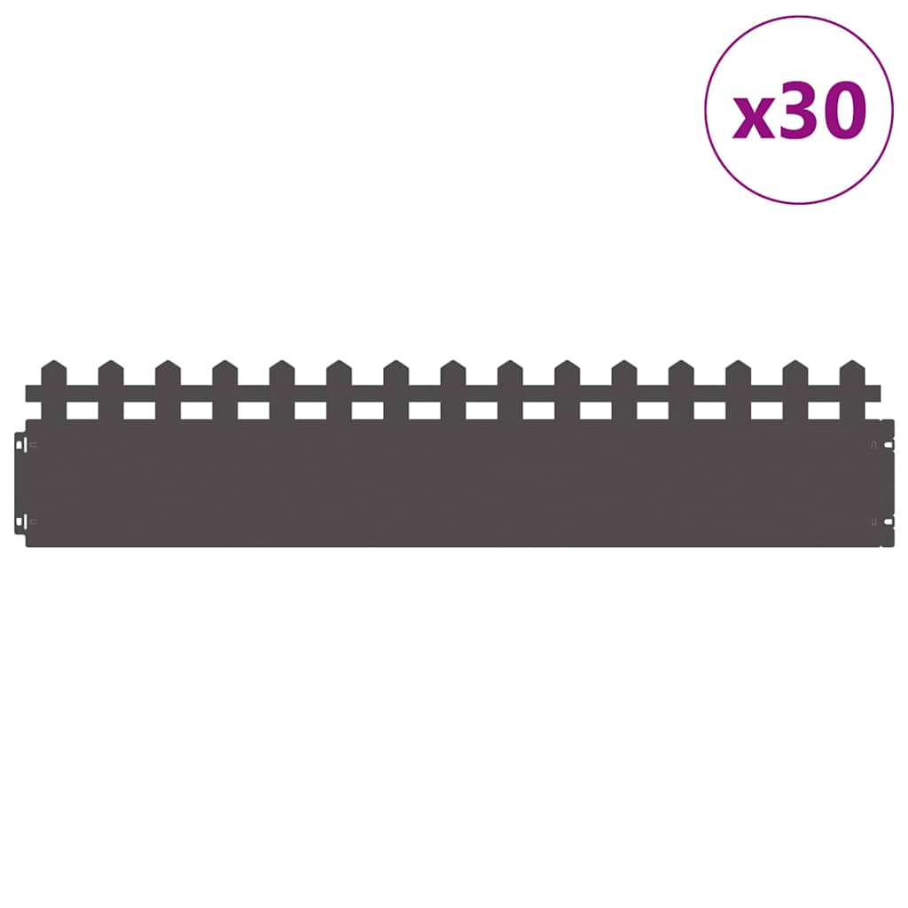 Περιγράμματα γκαζόν 30 pcs 103 x 0,05 x 22 εκ Ατσάλι Μαύρο