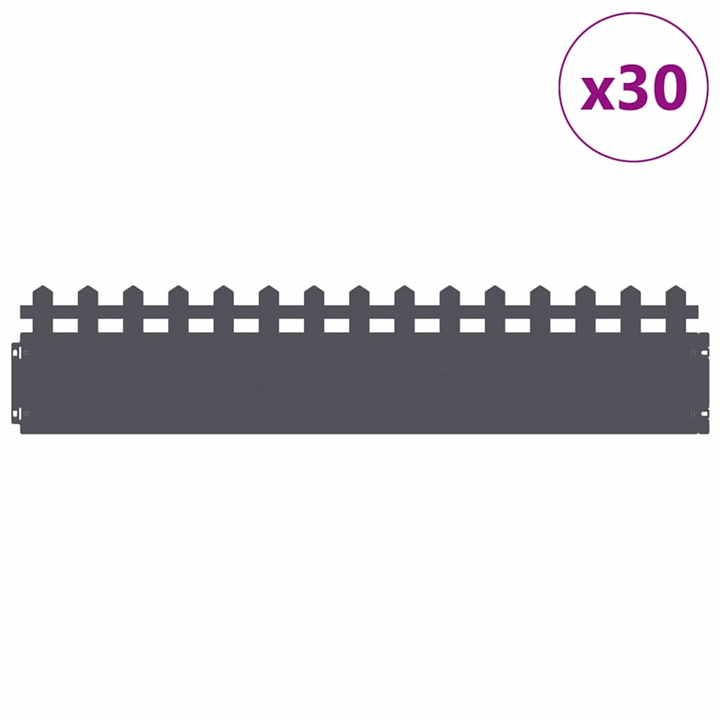 Περιγράμματα γκαζόν 30 pcs 103 x 0,05 x 22 εκ Ατσάλι Ανθρακί