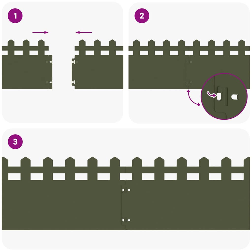 Περιγράμματα γκαζόν 10 pcs Ελιά Πράσινη 103 x 0,05 x 22 εκ
