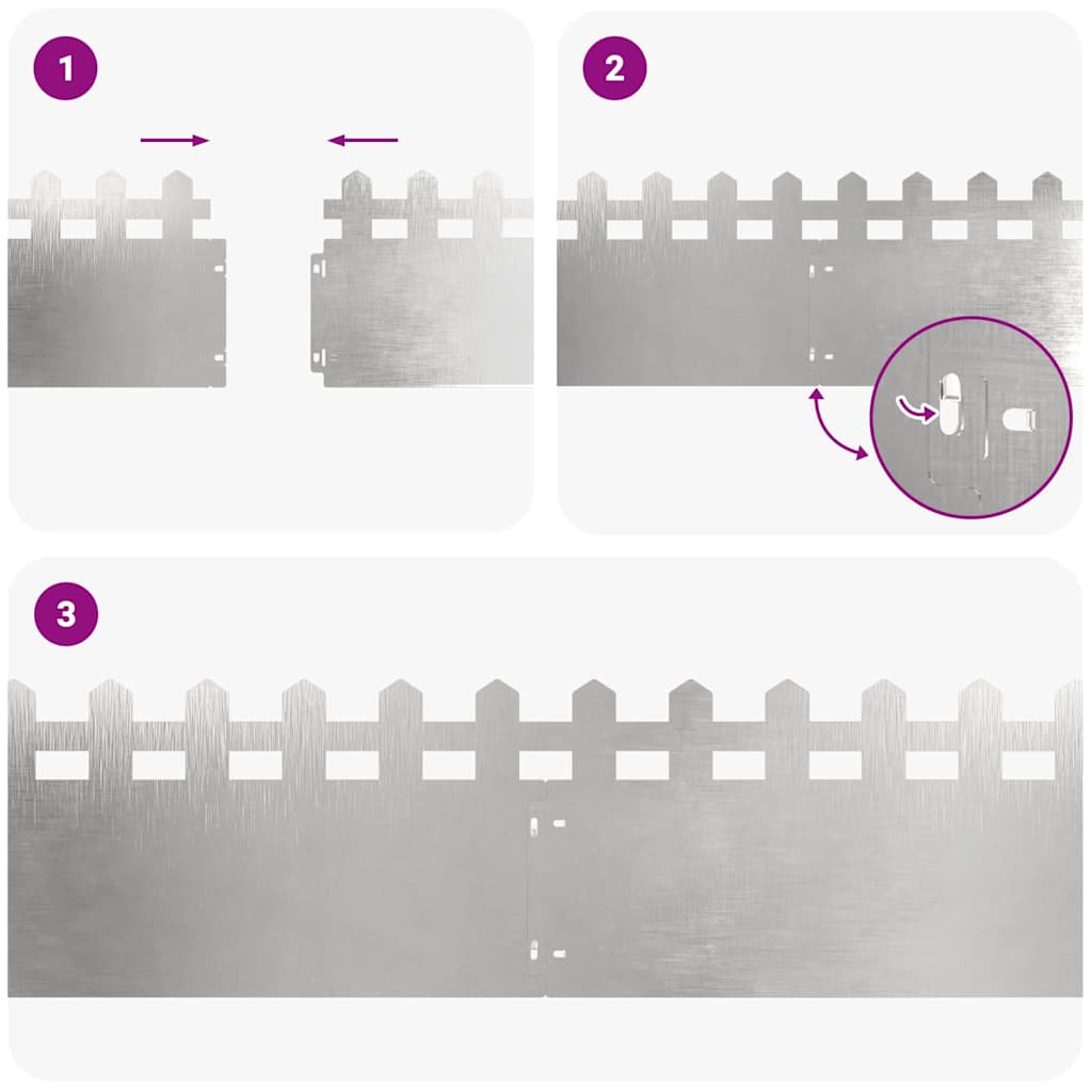 Περιγράμματα γκαζόν 20 pcs 103 x 0,05 x 22 εκ Ανοξείδωτο ατσάλι