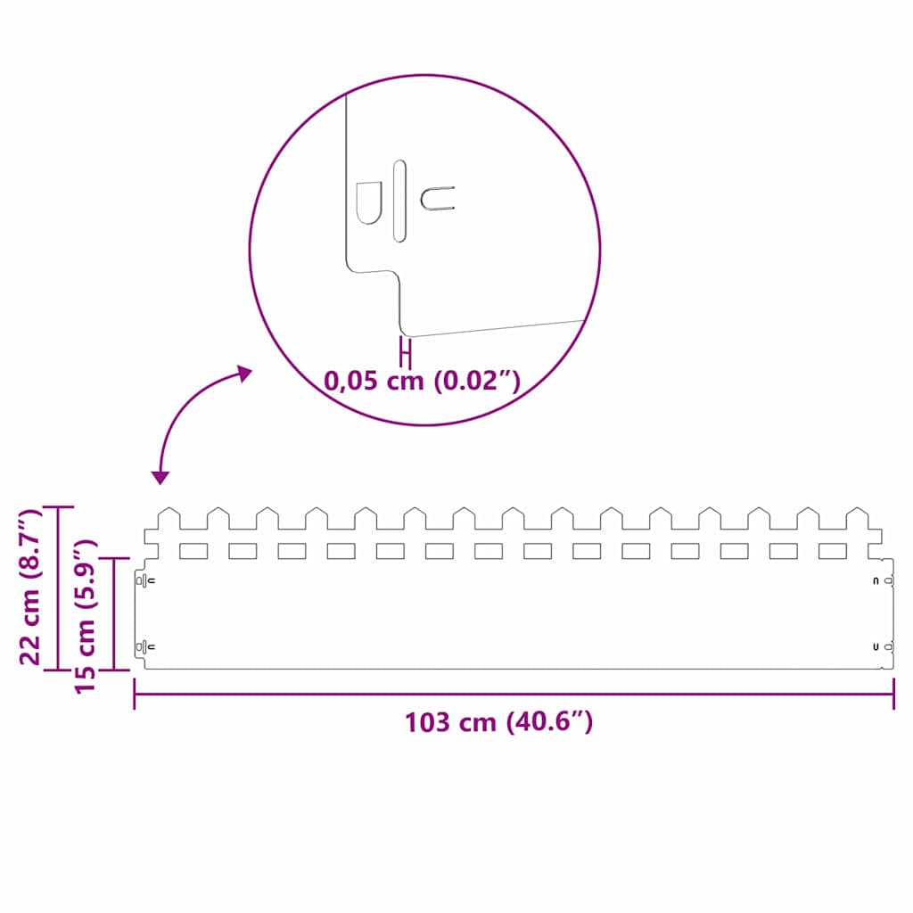 Περιγράμματα γκαζόν 30 pcs Ασημί 103 x 0,05 x 22 εκ