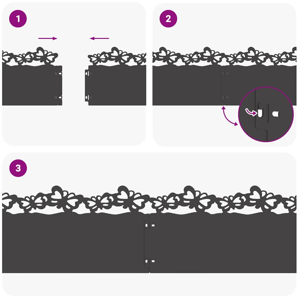 Περιγράμματα γκαζόν 30 pcs Μαύρο 103 x 0,05 x 22 εκ Ατσάλι