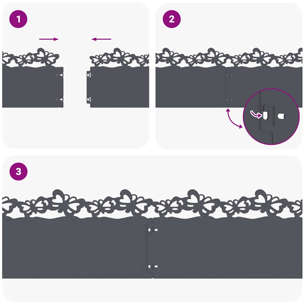 Περιγράμματα γκαζόν 30 pcs Ανθρακί 103 x 0,05 x 22 εκ Ατσάλι