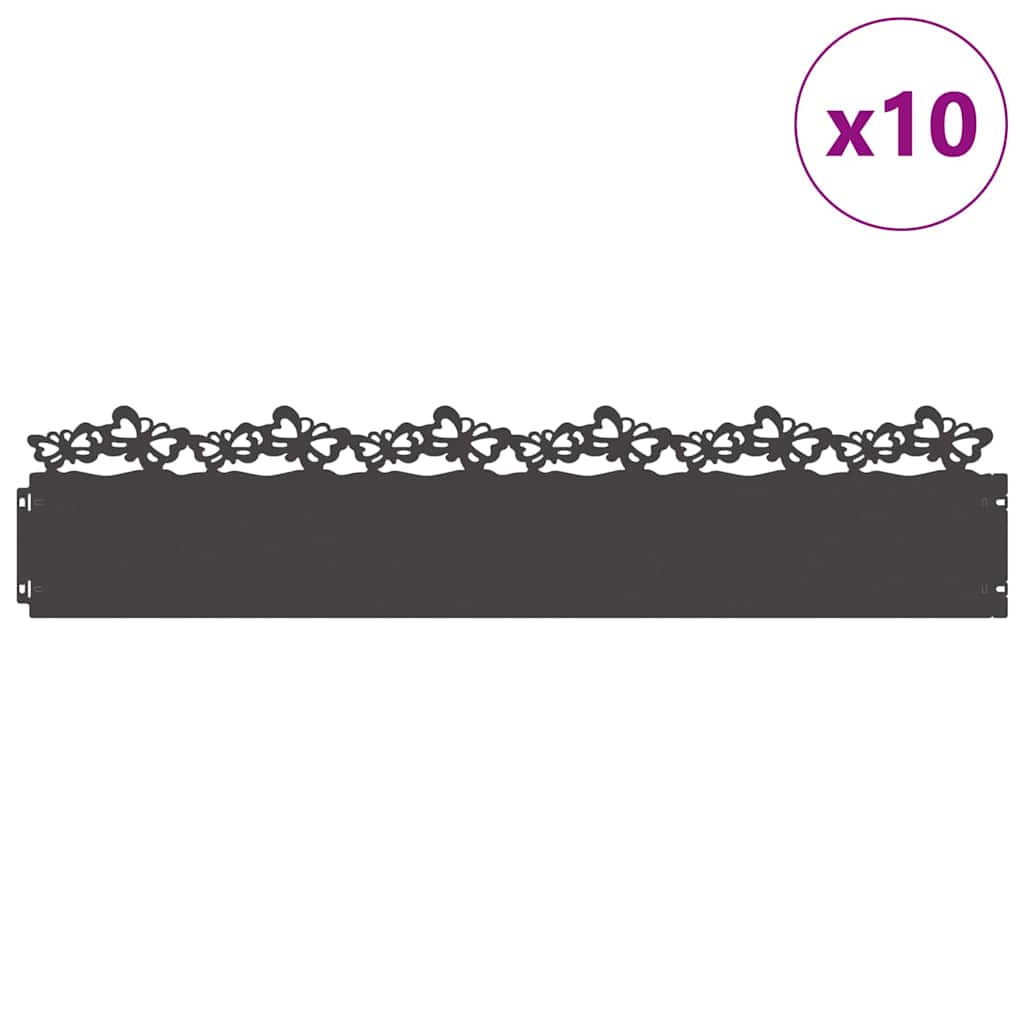 Περιγράμματα γκαζόν 10 pcs Μαύρο 103 x 0,05 x 22 εκ Ατσάλι