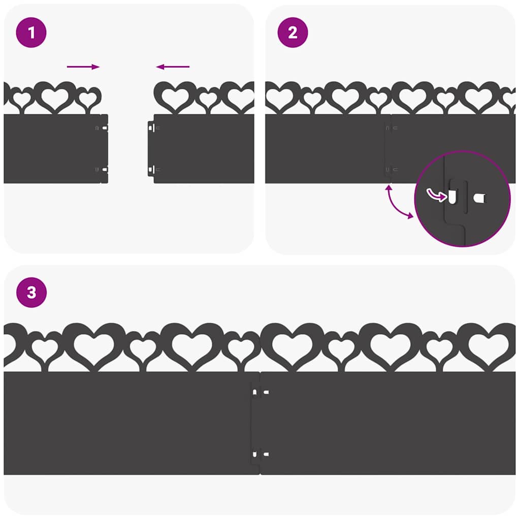 Περιγράμματα γκαζόν 30 pcs Μαύρο 103 x 0,05 x 22 εκ Ατσάλι