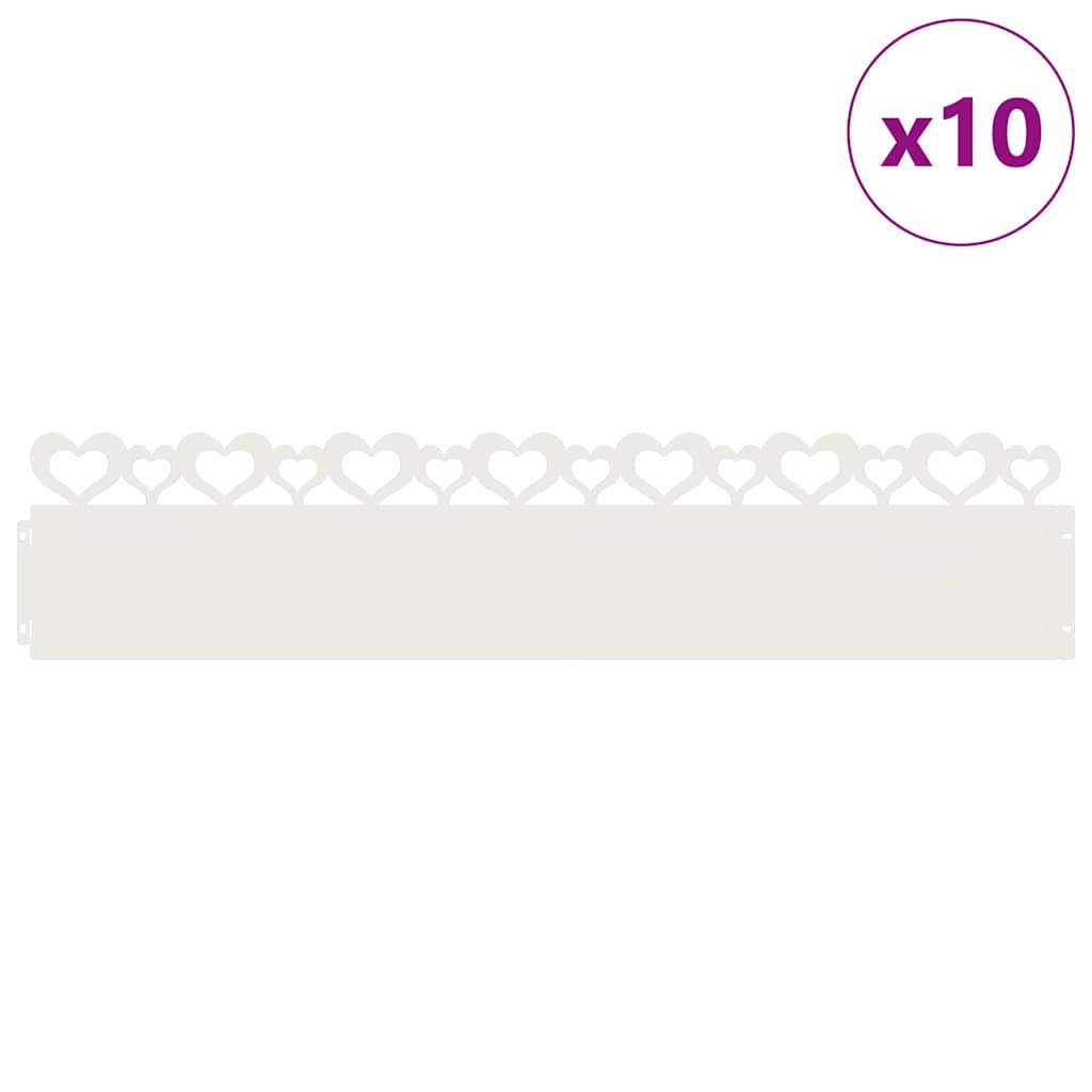 Περιγράμματα γκαζόν 10 pcs 103 x 0,05 x 22 εκ Ατσάλι Λευκό