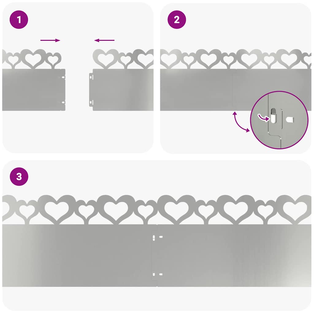 Περιγράμματα γκαζόν 10 pcs Ασημί 103 x 0,05 x 22 εκ