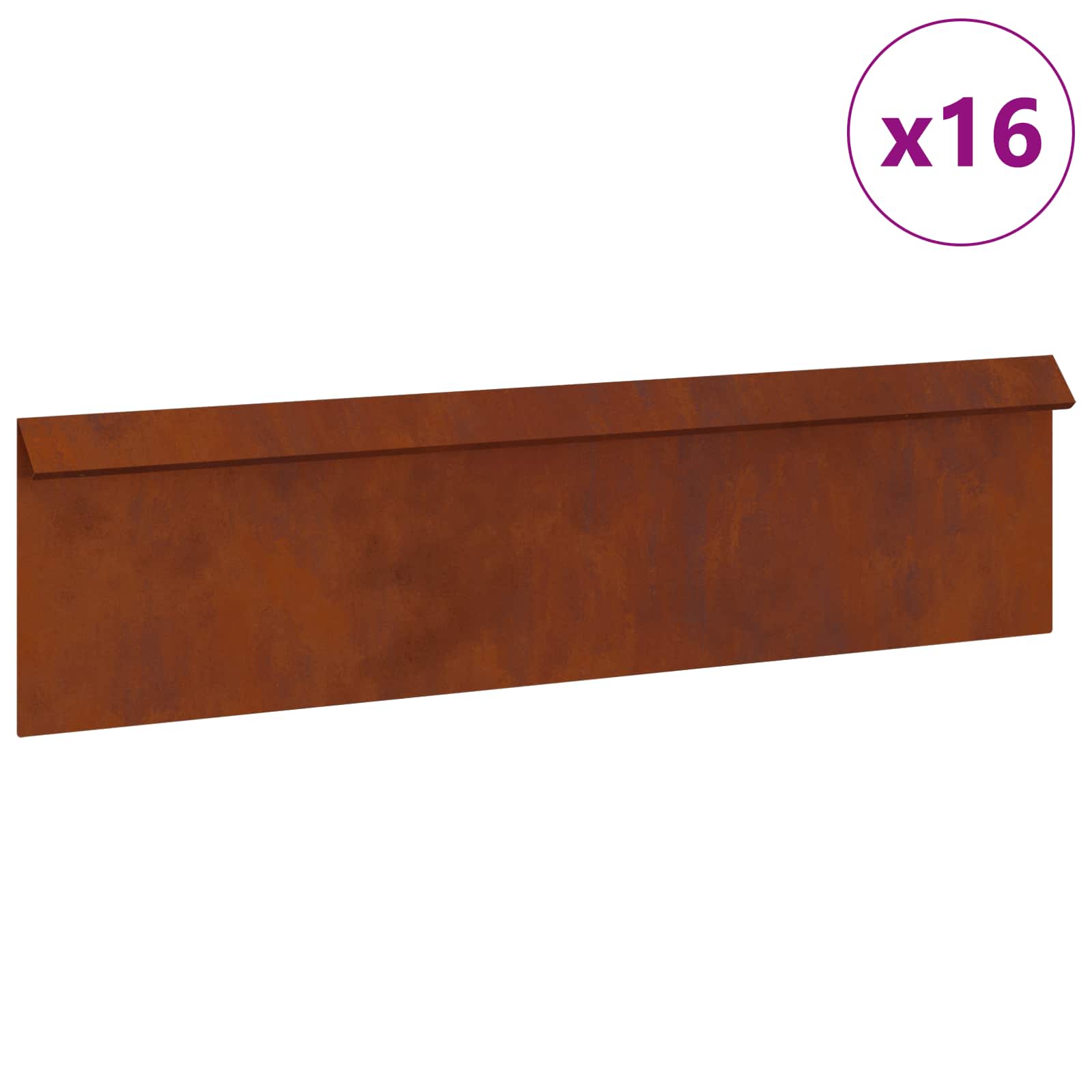 Φράκτης σαλιγκαριών 16 pcs Σκ rusty 100 x 3,5 x 25 εκ