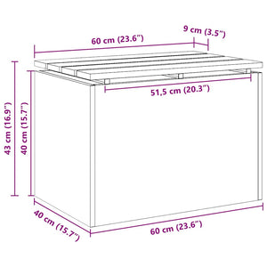 Παγκάκι κήπου 1 -Seater 60 x 40 x 43 εκ Σκ rusty Ορθογώνιος