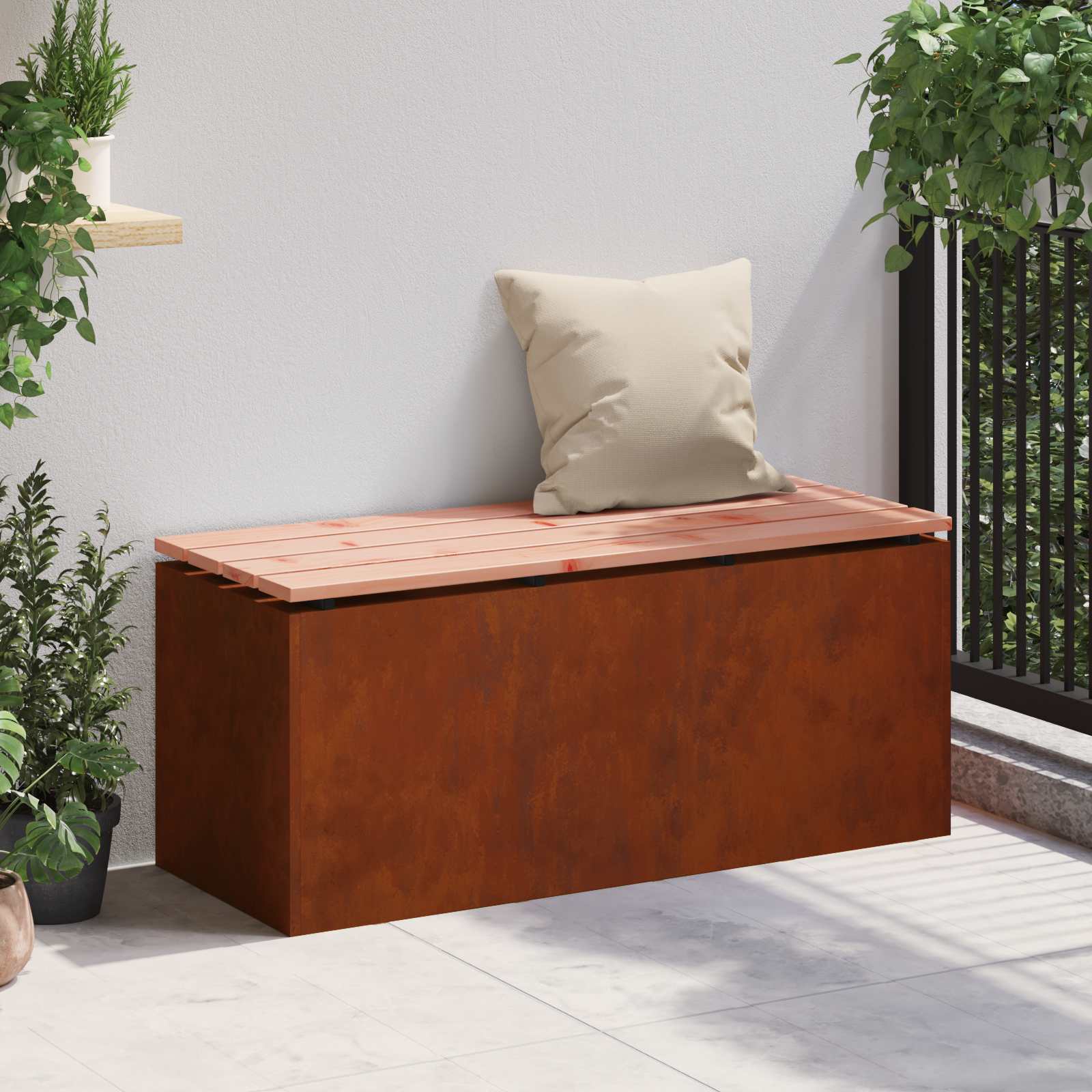 Παγκάκι κήπου 2 -Seater 100 x 40 x 43 εκ Σκ rusty Ορθογώνιος