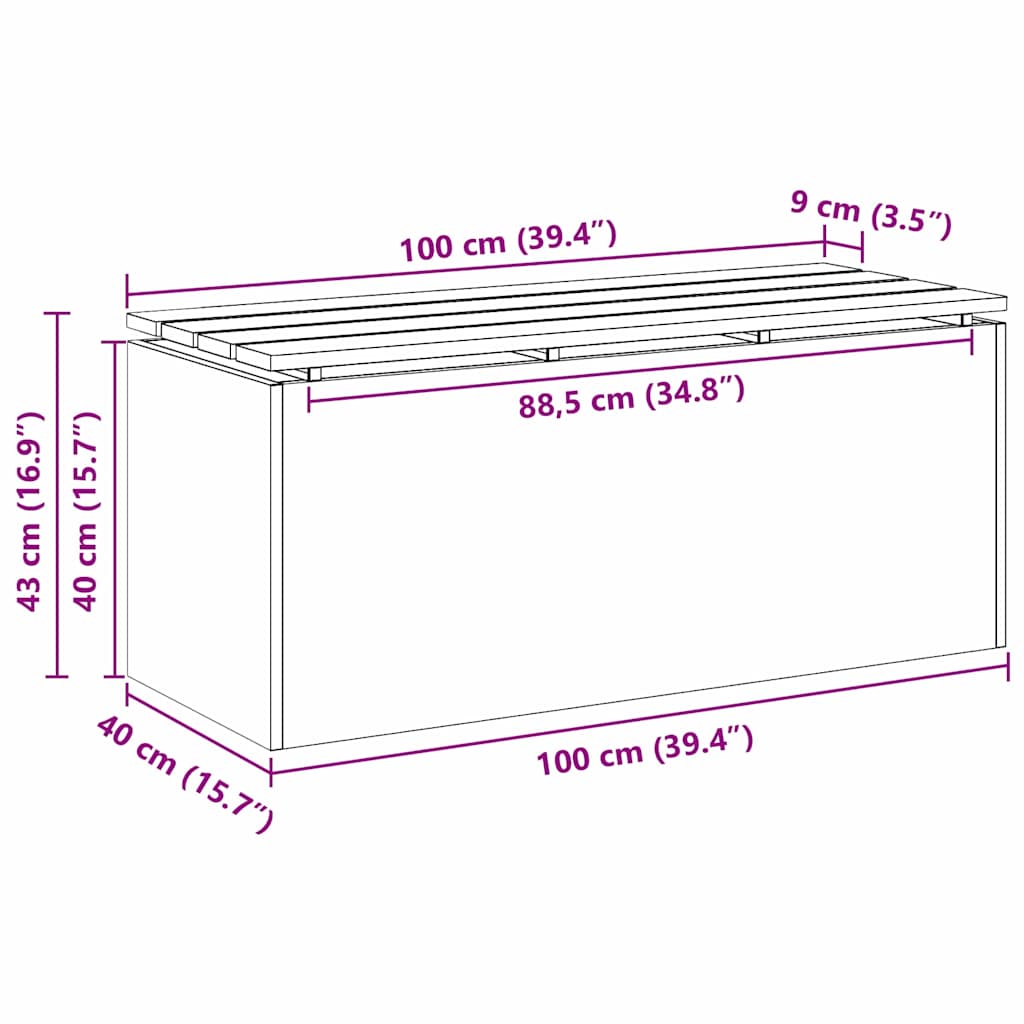Παγκάκι κήπου Σκ rusty 100 x 40 x 43 εκ - Pakobazaar