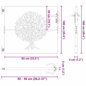 Πύλη Κήπου Μαύρο 85 x 100 cm Ατσάλι με Επικάλυψη Πούδρας - Pakobazaar