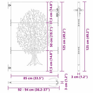 Πύλη Κήπου Μαύρο 85 x 125 cm Ατσάλι με Επικάλυψη Πούδρας - Pakobazaar