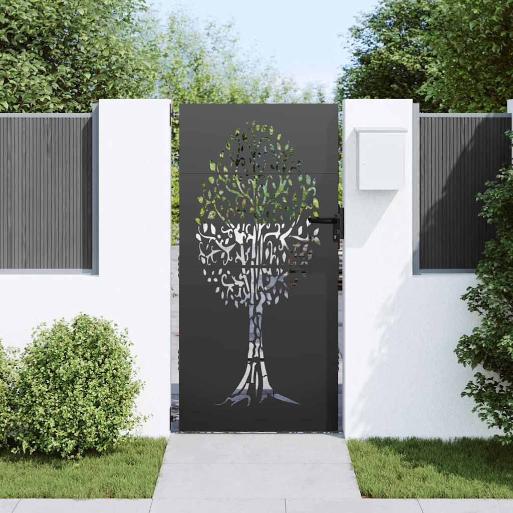 Πύλη Κήπου Μαύρο 85 x 175 cm Ατσάλι με Επικάλυψη Πούδρας - Pakobazaar