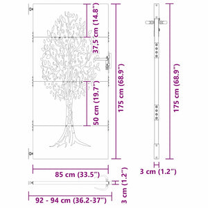 Πύλη Κήπου Μαύρο 85 x 175 cm Ατσάλι με Επικάλυψη Πούδρας - Pakobazaar